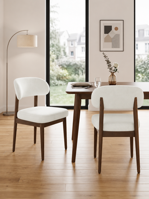 Curved Back Upholstered Dining Chairs – Set of 2
