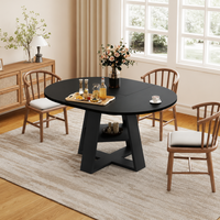 Extendable Round to Oval Dining Table with Hidden Storage for Small Spaces