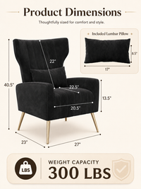 Mid-Century Velvet Wingback Accent Chair
