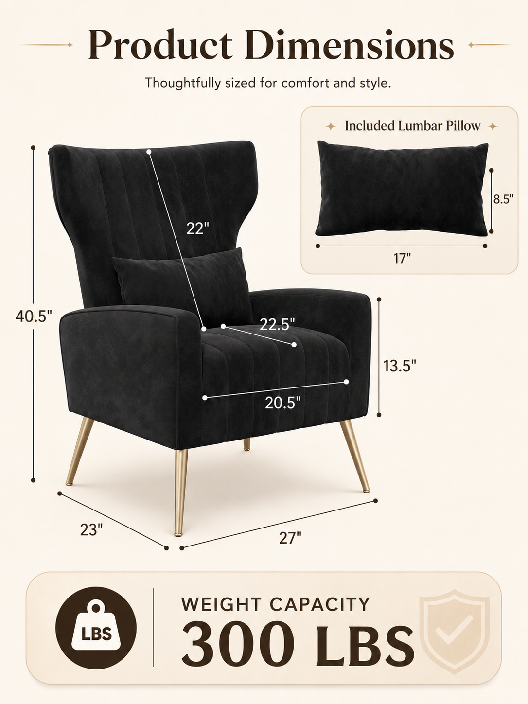 Mid-Century Velvet Wingback Accent Chair