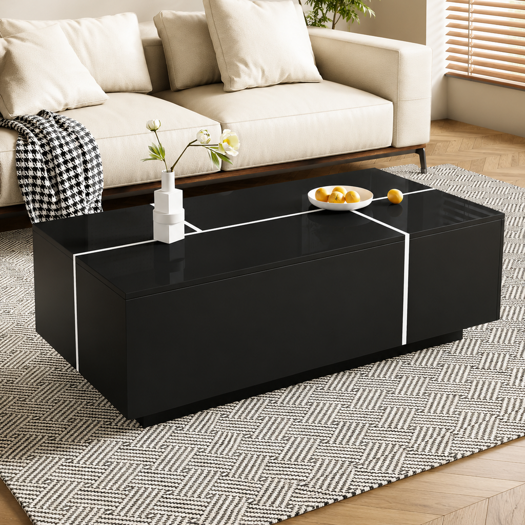 Extendable Coffee Table with Hidden Storage & Drawers