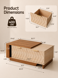 Extendable Coffee Table with Hidden Storage for Small Spaces