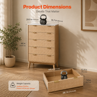 Fluted 5-Drawer Dresser for Small Spaces