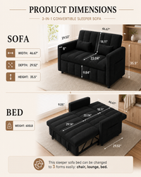 3-in-1 Convertible Sleeper Sofa Bed for Small Spaces