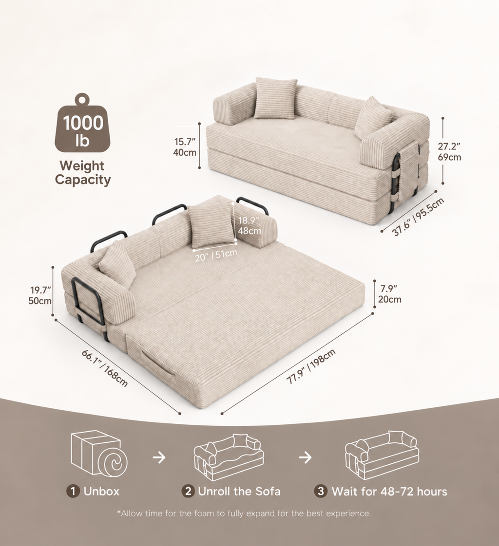 Convertible Sleeper Sofa Bed for Small Spaces