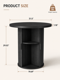 31.5-Inch Round Dining Table with Built-In Storage