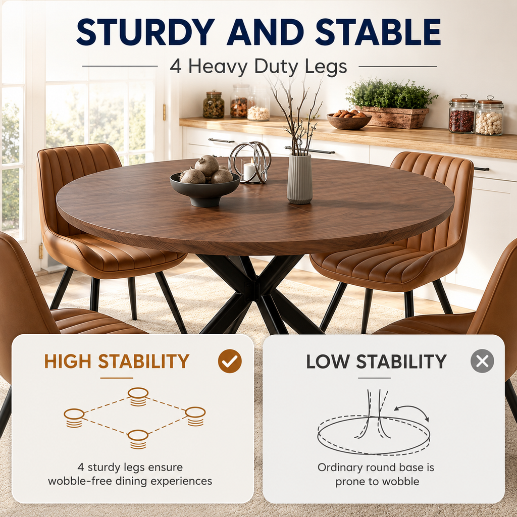 47-Inch Round Dining Table for 4-6 People