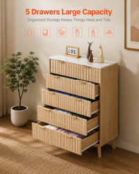 Fluted 5-Drawer Dresser for Small Spaces