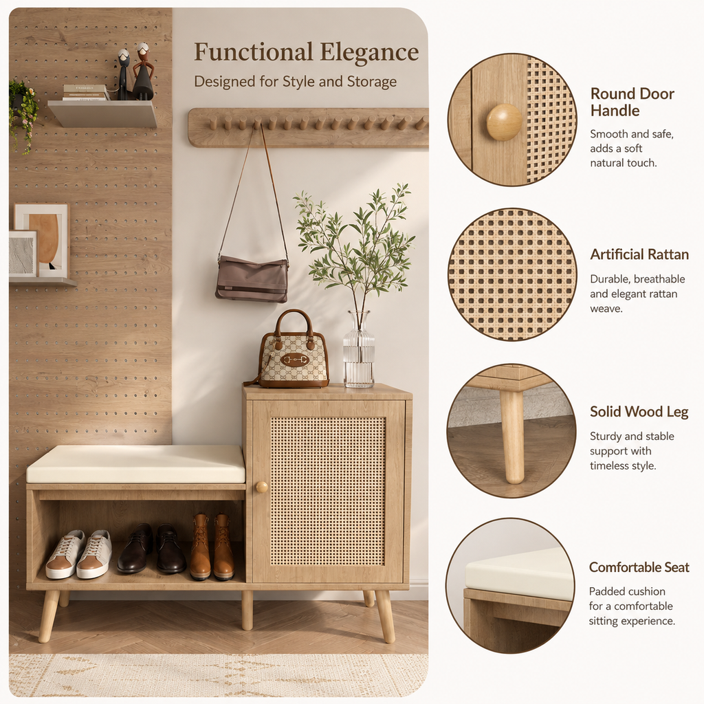 Shoe Storage Bench for Small Entryway
