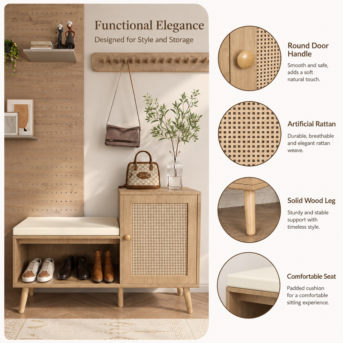 Shoe Storage Bench for Small Entryway