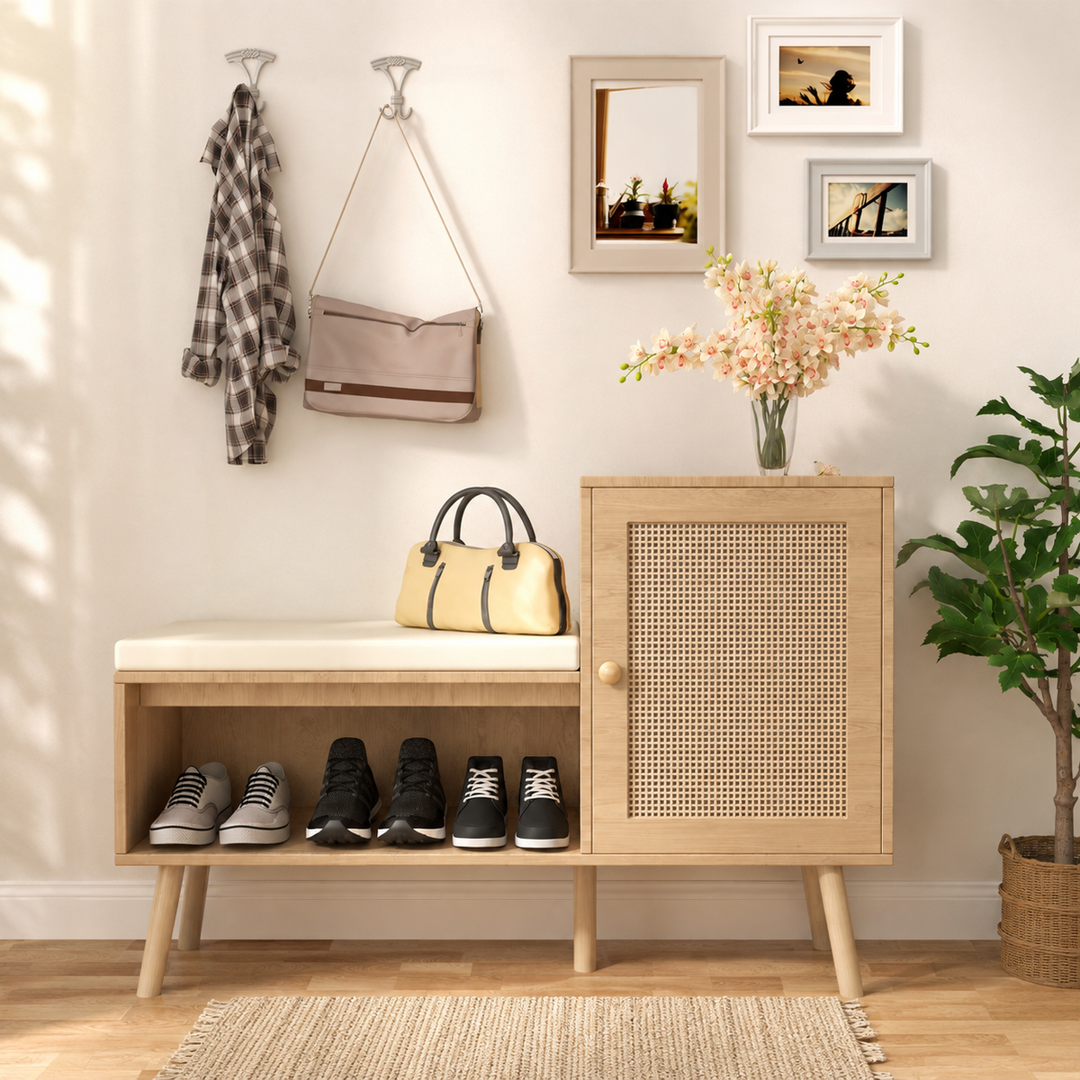 Shoe Storage Bench for Small Entryway