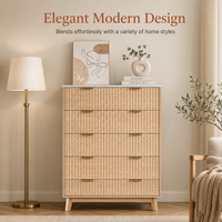 Fluted 5-Drawer Dresser for Small Spaces