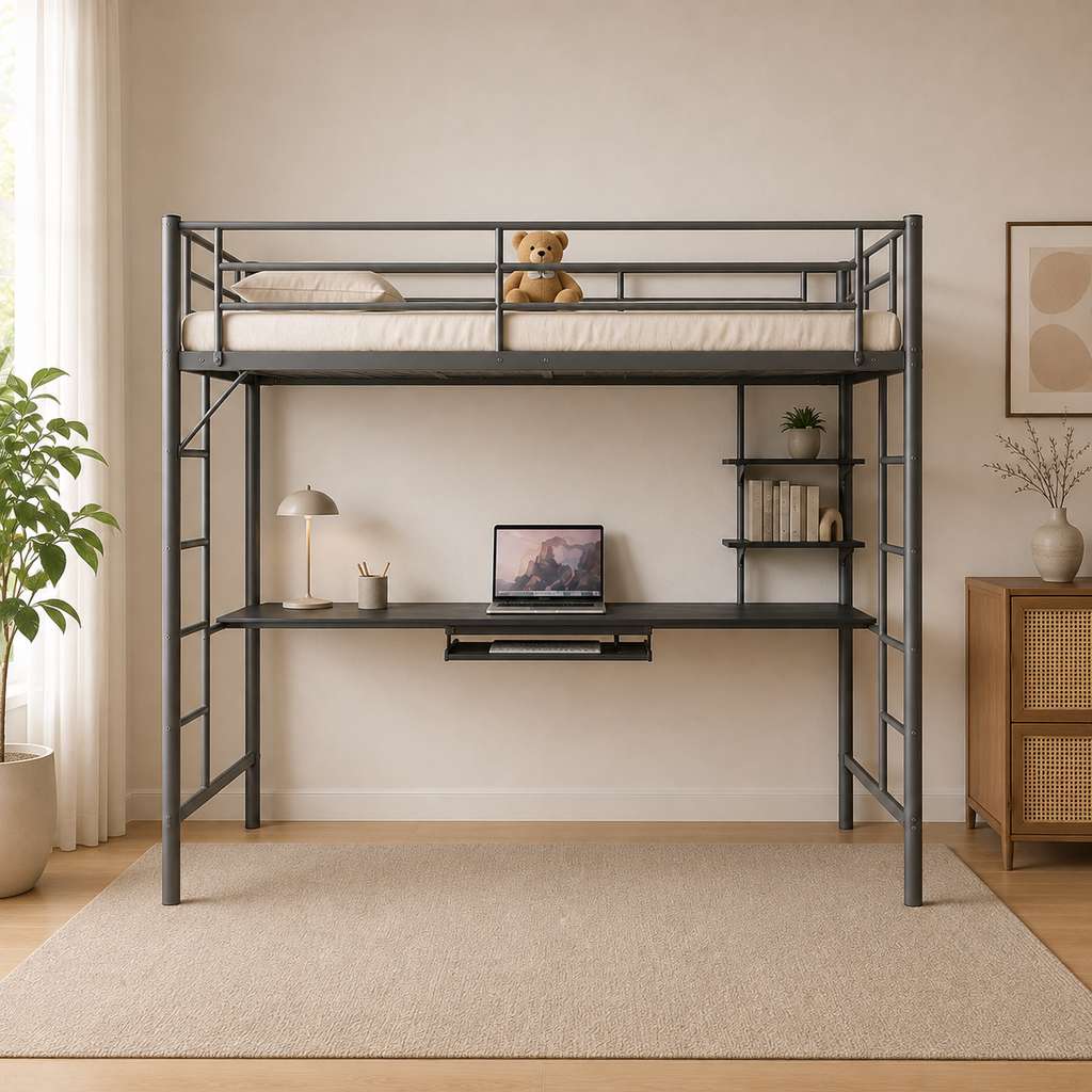 Twin Loft Bed with Built-In Desk