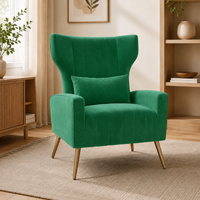 Mid-Century Velvet Wingback Accent Chair