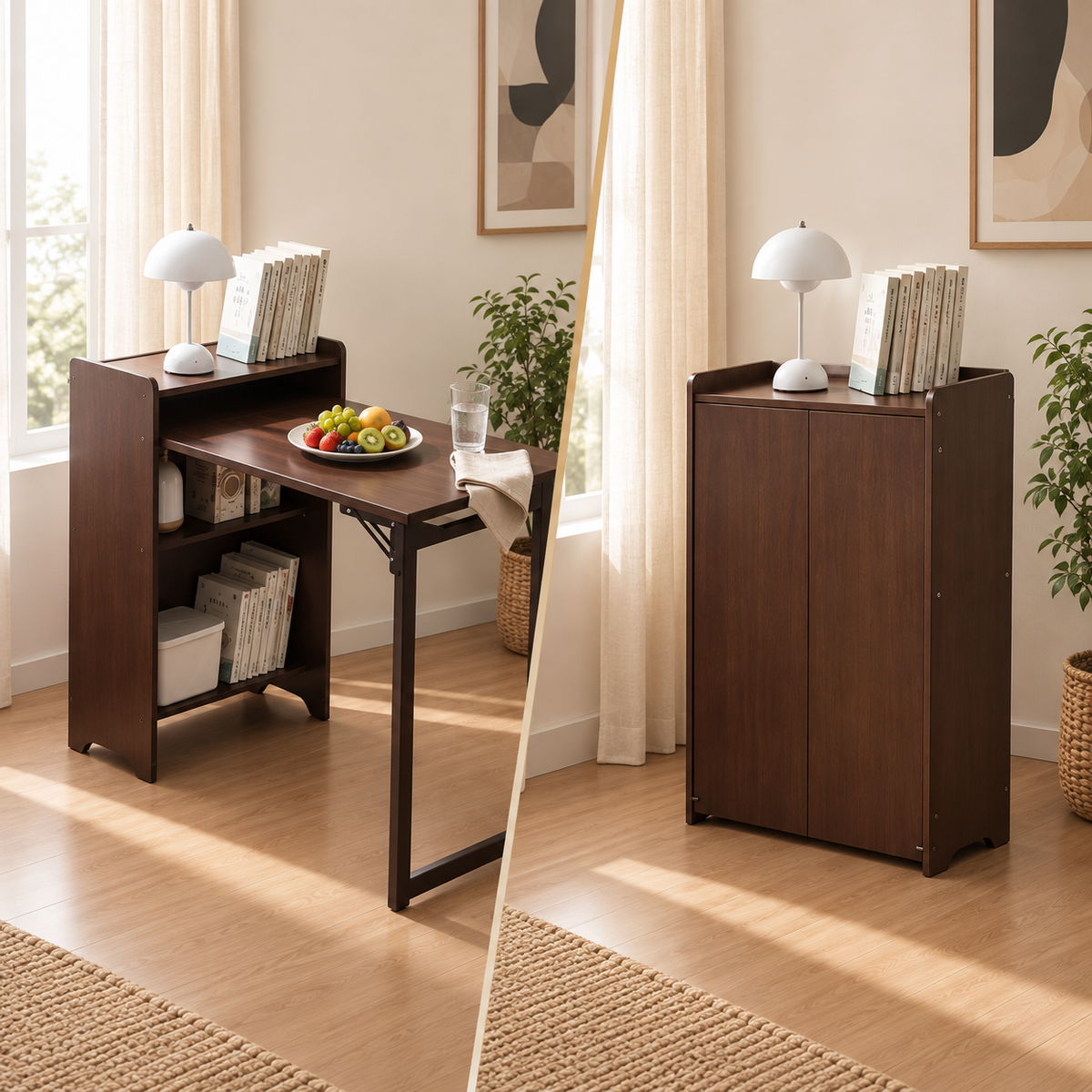 Bamboo Folding Desk with Hidden Storage