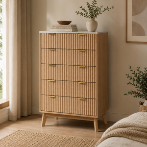 Fluted 5-Drawer Dresser for Small Spaces