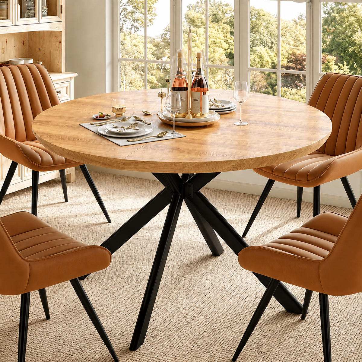 47-Inch Round Dining Table for 4-6 People