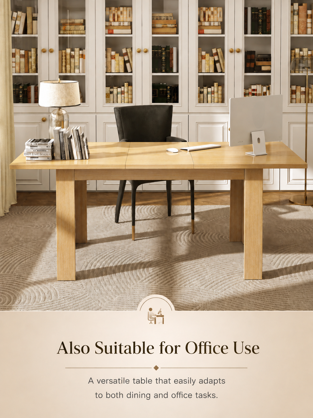 Extendable Wood Dining Table for 6-10 People