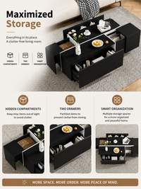 Extendable Coffee Table with Hidden Storage & Drawers