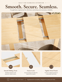 Extendable Wood Dining Table for 6-10 People