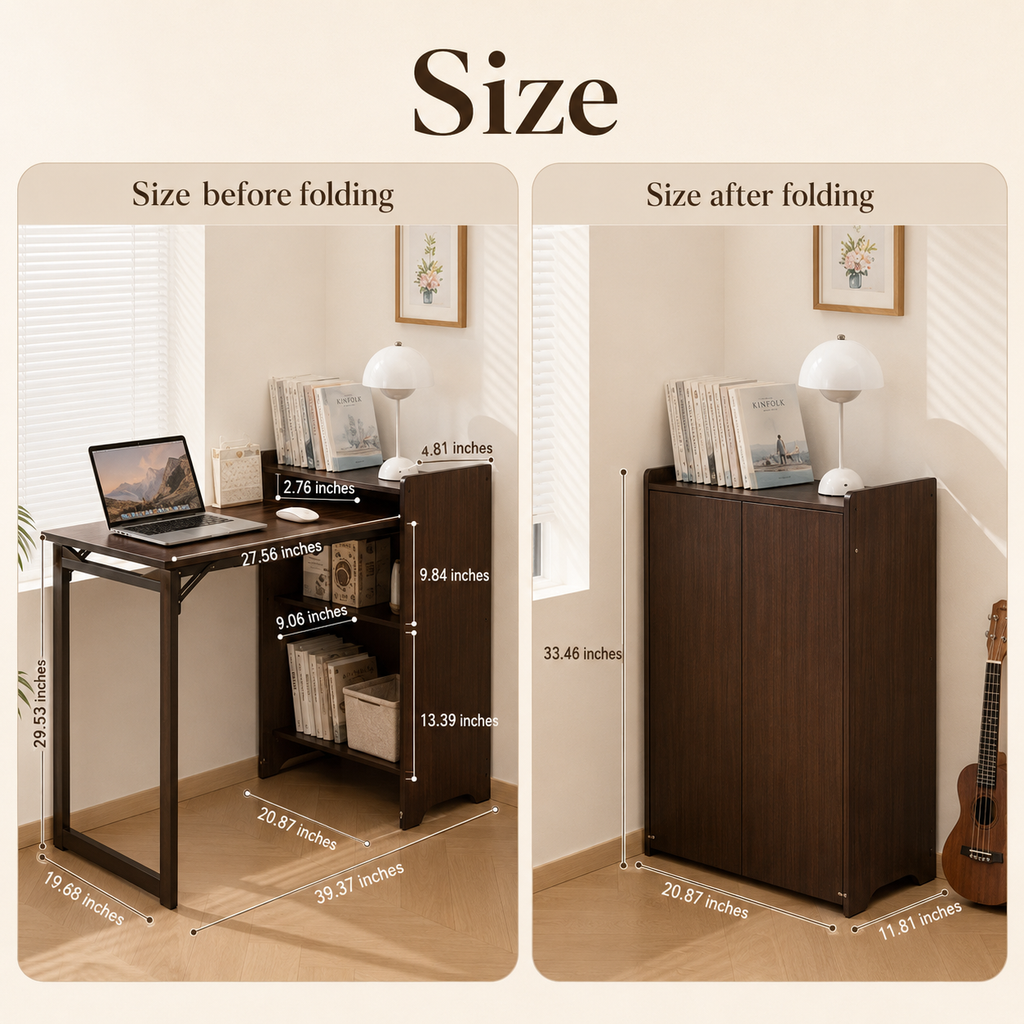 Bamboo Folding Desk with Hidden Storage