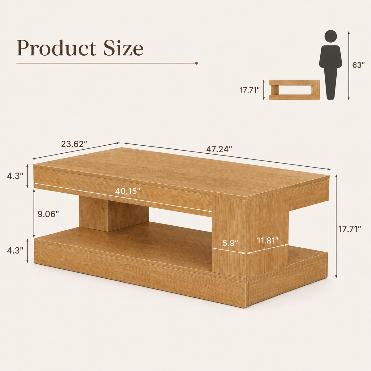 47.2" Modern LED Coffee Table with App Control