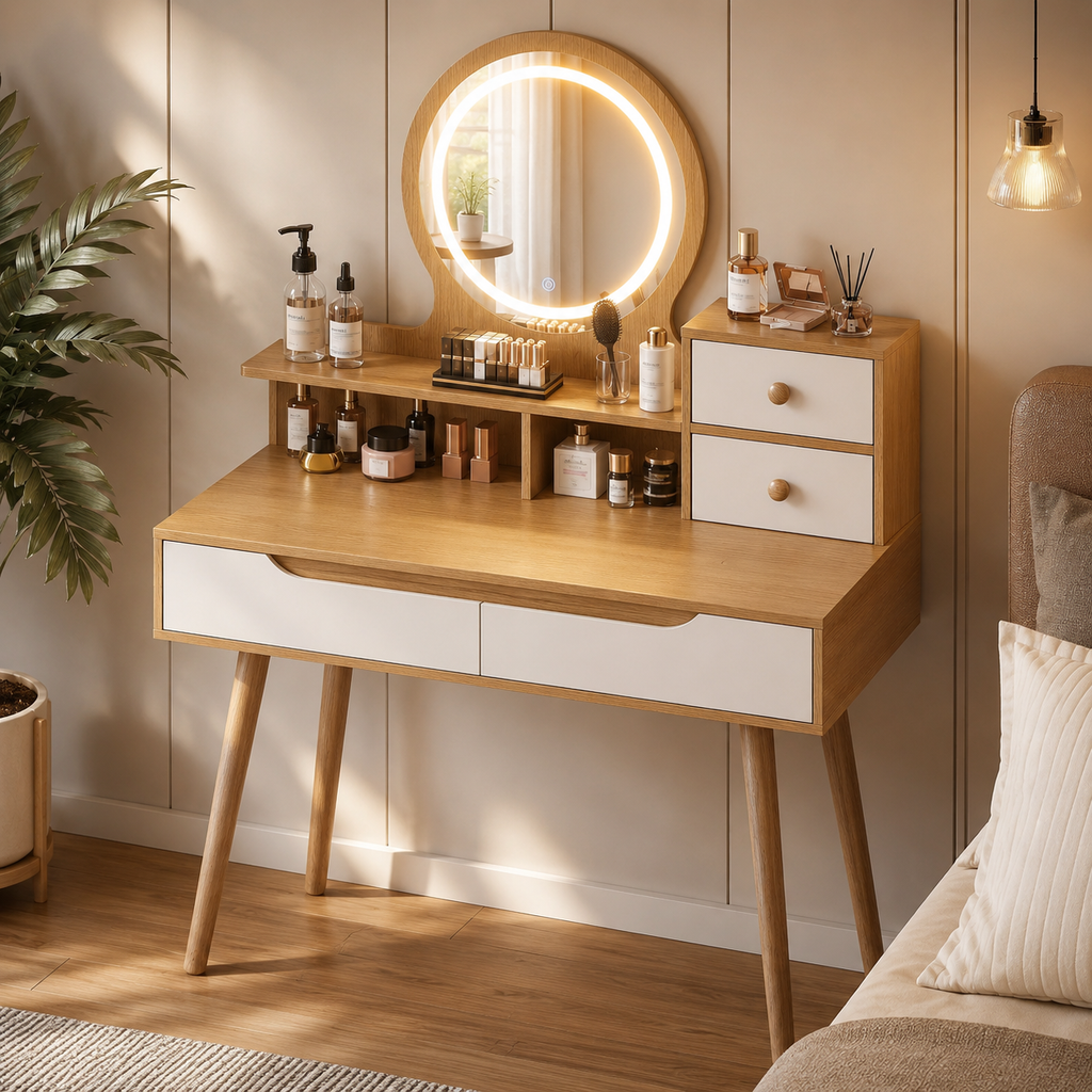 40-Inch Makeup Vanity with LED Mirror & 4 Drawers